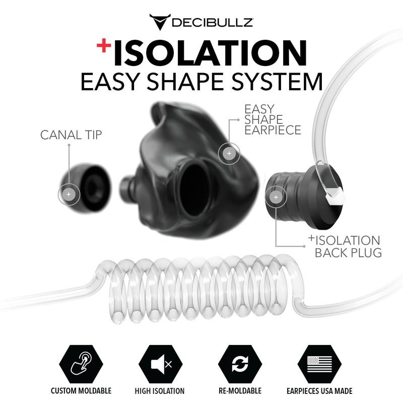 Decibullz Custom Molded Security Radio Surveillance Earpiece Set, Thermo-Fit Designed for Clear Acoustic Tube Radios, Isolation - Image 3